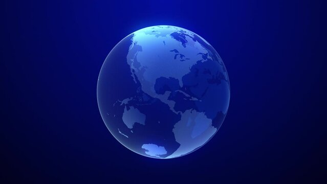 Digital earth hologram rotating 3d blue animation - Global network connection concepts. Social future scientific digital communication technology.