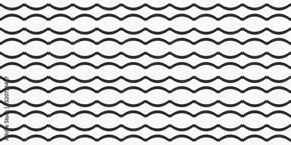 Poster The waves are horizontal. Vector seamless pattern of black repeating wavy lines.