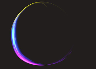 Multicolor Abstract Crescent Moon on Black Background 