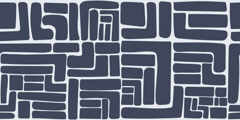 Hand-drawn parts of design. Geometric puzzle blue hand drawn. Stylish seamless texture. Hand drawn abstraction for print surfaces.