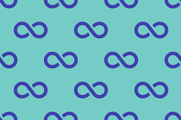 Obraz premium pattern. Infinity sign is blue, isolated on pastel green blue backgrounds. Symbol of infinity. 3D image. 3d rendering