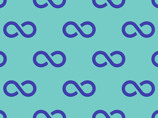 pattern. Infinity sign is blue, isolated on pastel green blue backgrounds. Symbol of infinity. 3D image. 3d rendering