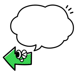 左矢印のキャラクターと吹き出し　イラスト素材