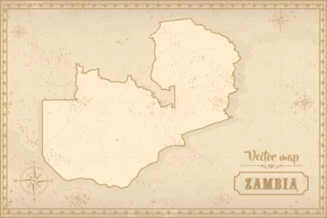 Foto op Aluminium Map of Zambia in the old style, brown graphics in retro fantasy style © David