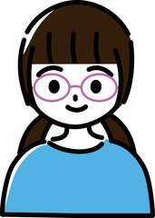 幼児から小学生低学年くらいのメガネをかけた笑顔の女の子（上半身）