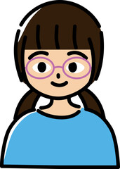 幼児から小学生低学年くらいの内斜視の女の子（上半身）