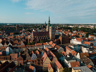 Aerial view on the old town of Stralsund in Mecklenburg-Western Pomerania, Baltic Sea, Germany