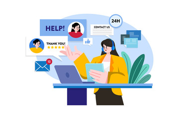 Business Contact Services Illustration concept. A flat illustration isolated on white background