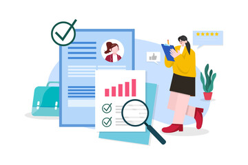 Management Evaluation Illustration concept. A flat illustration isolated on white background