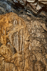 Interior of a cave with speleothemes