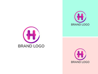 ILLUSTRATION LETTER H WITH CIRCLE GRADIENT COLOR MODERN LOGO ICON DESIGN VECTOR