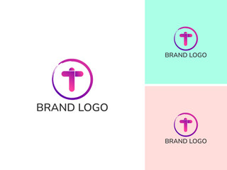 ILLUSTRATION LETTER T WITH CIRCLE GRADIENT COLOR MODERN LOGO ICON DESIGN VECTOR