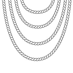 Rope line and outline set in vector format - Ropes decorative border outline with rope texture for web, photo, banner, etc. Decoration pattern for deco 