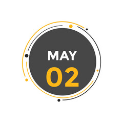 may 2 calendar reminder. 2th may daily calendar icon template. Vector illustration 
