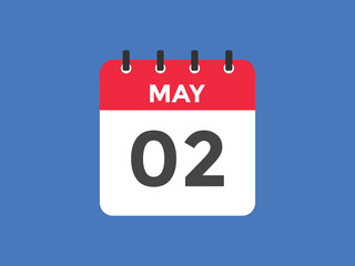 may 2 calendar reminder. 2th may daily calendar icon template. Vector illustration 
