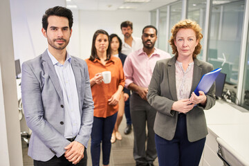 International business team with manager and trainees