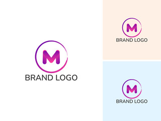ILLUSTRATION LETTER M WITH CIRCLE GRADIENT COLOR MODERN LOGO ICON DESIGN VECTOR