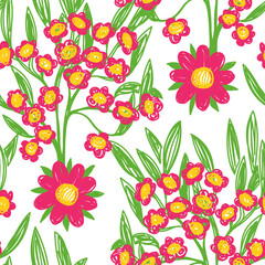 Floral pattern. Flowers sketch. Hand drawn vector illustration. Pen or marker doodle plant