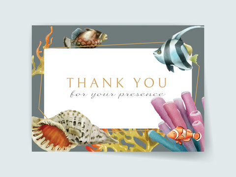 Wedding invitation card template sea life theme