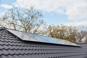 Solar system on house roof for sustainable energy