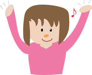 バンザイをする女性のイラスト