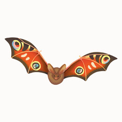 Bat with butterfly wings. Isolated on white background stock vector illustration.