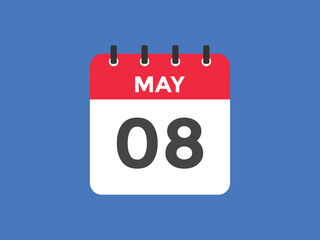 may 8 calendar reminder. 8th may daily calendar icon template. Vector illustration 
