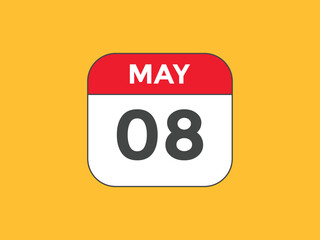 may 8 calendar reminder. 8th may daily calendar icon template. Vector illustration 

