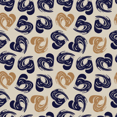 Heart shaped brush stroke seamless pattern design