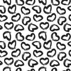 Heart shaped brush stroke seamless pattern design