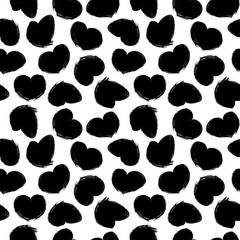 Fototapeta premium Heart shaped brush stroke seamless pattern design
