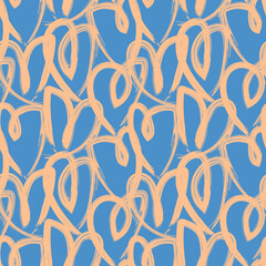 Heart shaped brush stroke seamless pattern design