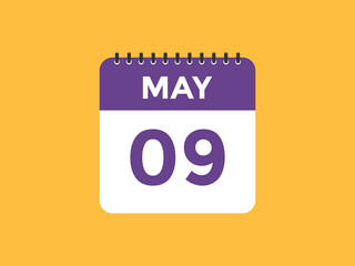 may 9 Calendar icon Design. Calendar Date 9th may. Calendar template 
