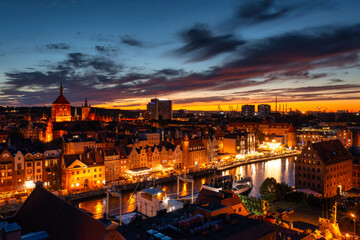 Beautiful architecture of the Main Town of Gdansk at dusk. Poland © Patryk Kosmider