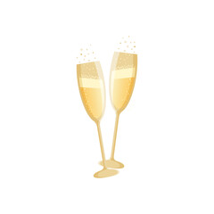 Two glasses of champagne isolated on a white background.