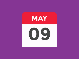 Fototapeta na wymiar may 9 Calendar icon Design. Calendar Date 9th may. Calendar template 