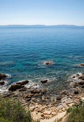 Fototapeta na wymiar Cote d'Azur sea and stones in France