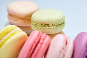 tasty macaroons on the white