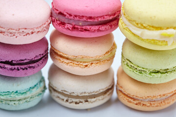 tasty macaroons on the white