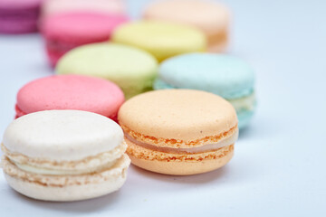 tasty macaroons on the white