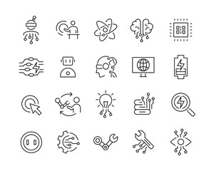 Fototapeta premium Artificial Intelligence Icons - Vector Line. Editable Stroke. 