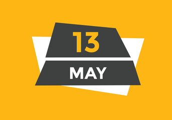 may 13 calendar reminder. 13th may daily calendar icon template. Vector illustration 
