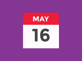 may 16 Calendar icon Design. Calendar Date 16th may. Calendar template 
