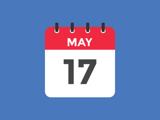 may 17 calendar reminder. 17th may daily calendar icon template. Vector illustration 
