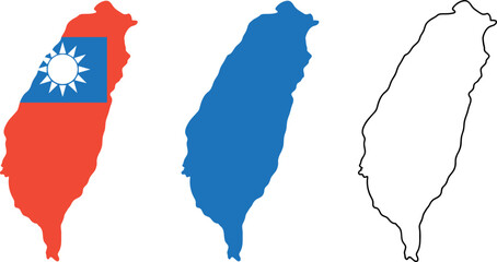 3 variants map of Taiwan vector