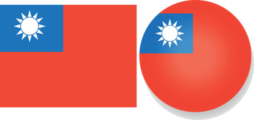 Taiwan flag and country flag badge vector