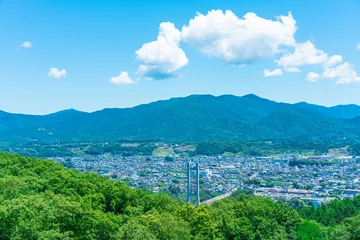 Wandcirkels aluminium 埼玉県秩父の山から見た景色 © AYANO