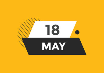 may 18 Calendar icon Design. Calendar Date 18th may. Calendar template 
