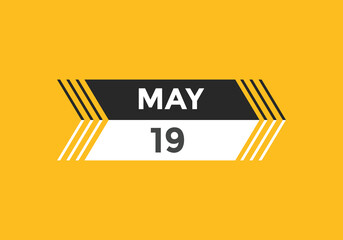 may 19 Calendar icon Design. Calendar Date 19th may. Calendar template 
