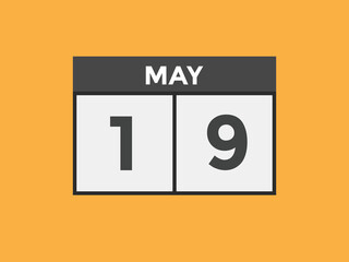 may 19 Calendar icon Design. Calendar Date 19th may. Calendar template 
